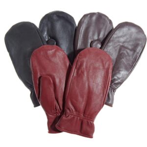 Pratt and Hart Alps Women’s Leather Mittens with Hi-Loft Sherpa (Polyester) Lining Size L Black