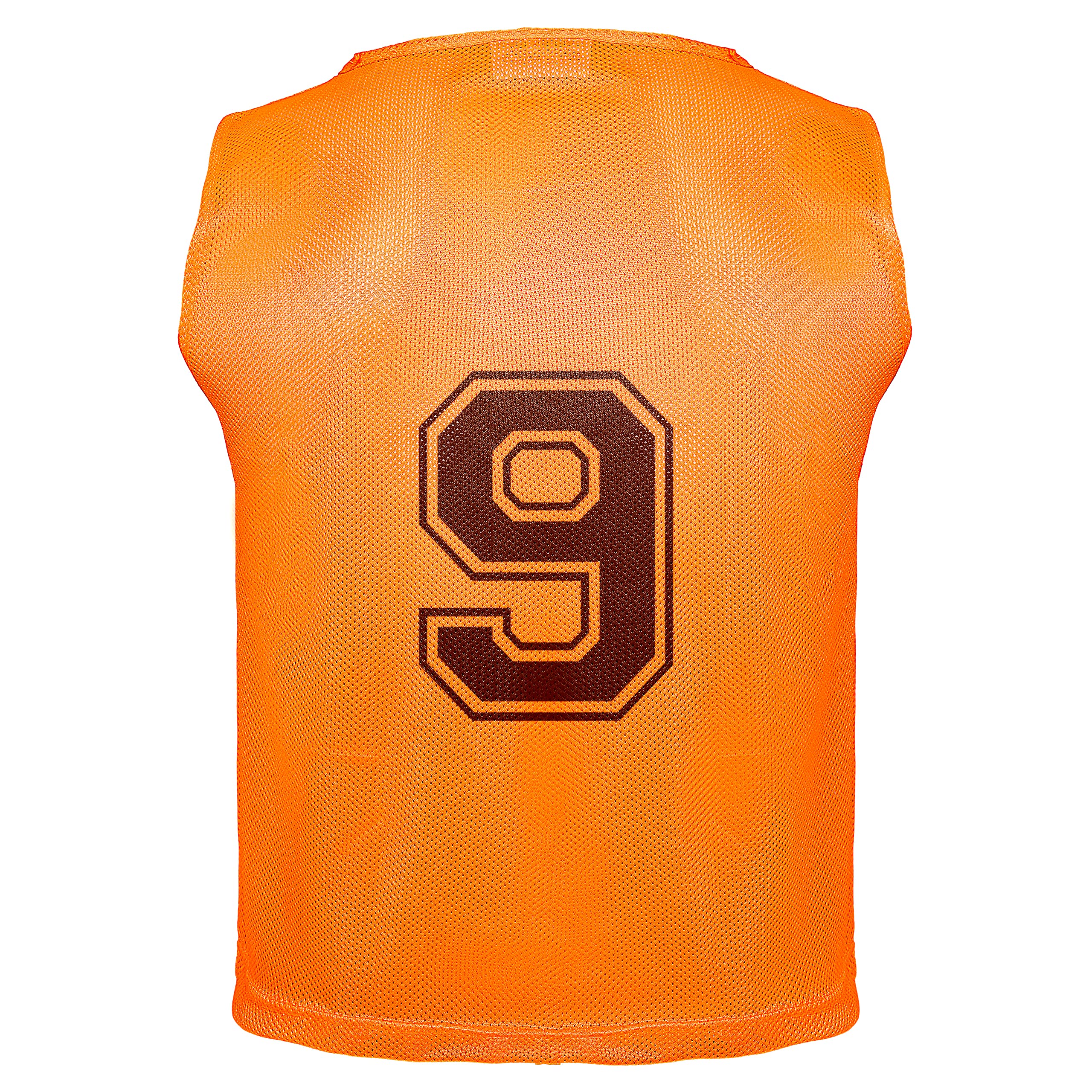 Athllete Duramesh Soccer Vest with Numbers (12 Vests) - Kids Youth and Adult Pinnies, Numbered Penny Jerseys for Soccer, Basketball, FootballL (Flame Orange Numbered, Large)