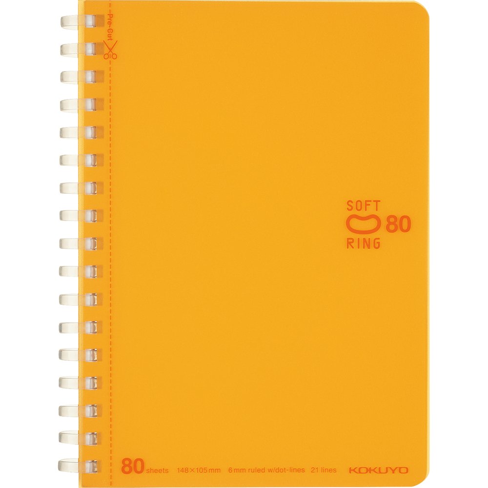 Kokuyo S-SV358BT-YR Notebook, Soft Ring, Dotted B-Ruled, A6, 80 Sheets, Orange (ス-SV358BT-YR)