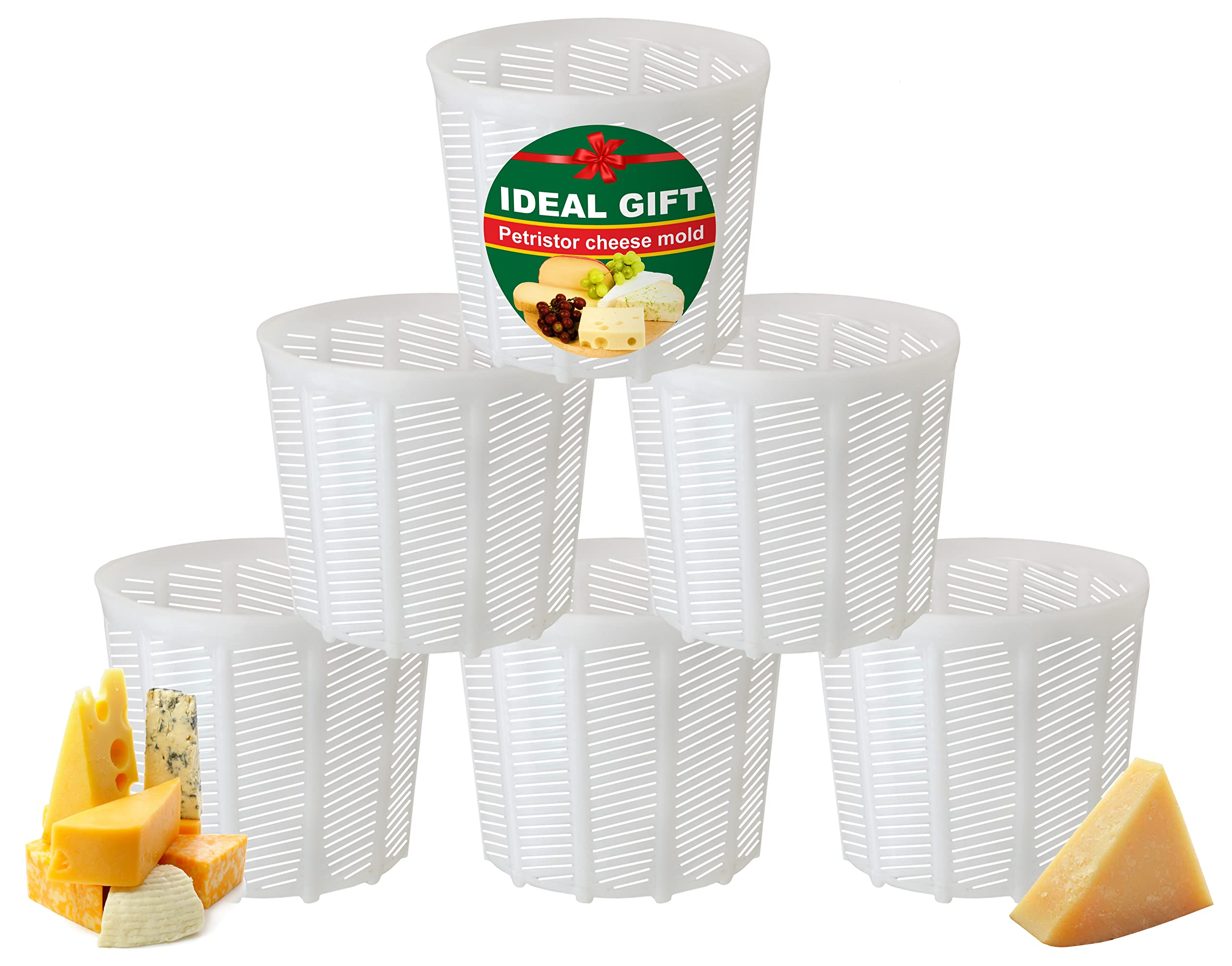 PetriStor 6 Pcs Soft Cheese Mold for Cheese Making 1.85QT - Cheese Making Mold - Cream Cheese Form Mold - Homemade Cheese Making Supplies - Molde Para Queso Fresco Casero - Feta Cheese Making Basket