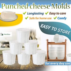 PetriStor 6 Pcs Soft Cheese Mold for Cheese Making 1.85QT - Cheese Making Mold - Cream Cheese Form Mold - Homemade Cheese Making Supplies - Molde Para Queso Fresco Casero - Feta Cheese Making Basket