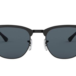 Ray-Ban RB3716 Clubmaster Metal Square Sunglasses, Matte Black On Black/Blue, 51 mm