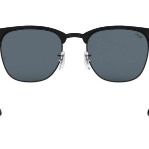 Ray-Ban RB3716 Clubmaster Metal Square Sunglasses, Matte Black On Black/Blue, 51 mm