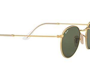 Ray-Ban RB3447N Round Flat Lens Sunglasses, Gold/G-15 Green, 53 mm