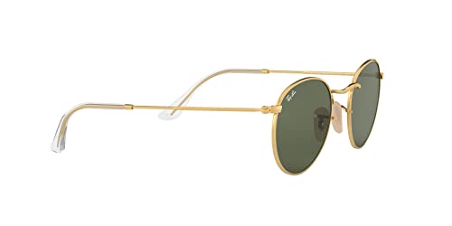 Ray-Ban RB3447N Round Flat Lens Sunglasses, Gold/G-15 Green, 53 mm