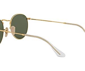 Ray-Ban RB3447N Round Flat Lens Sunglasses, Gold/G-15 Green, 53 mm