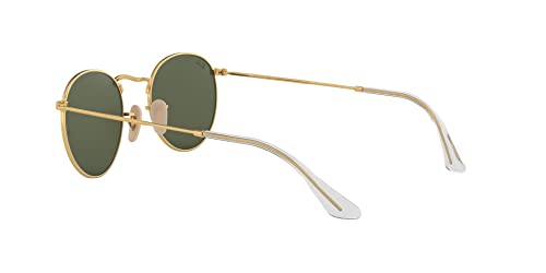 Ray-Ban RB3447N Round Flat Lens Sunglasses, Gold/G-15 Green, 53 mm