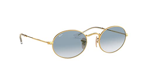 Ray-Ban RB3547N Oval Flat Lens Sunglasses, Gold/Clear Gradient Blue, 51 mm