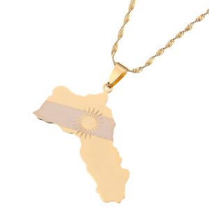 kurdistan region map pendant necklaces kurdish flag jewelry for women