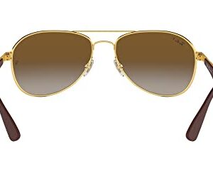 Ray-Ban RB3549 Aviator Sunglasses, Gold/Polarized Light Grey Gradient Brown, 61 mm