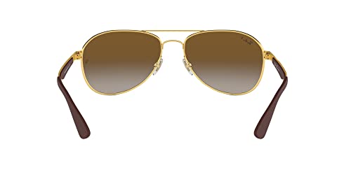 Ray-Ban RB3549 Aviator Sunglasses, Gold/Polarized Light Grey Gradient Brown, 61 mm