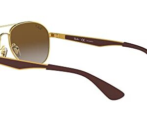 Ray-Ban RB3549 Aviator Sunglasses, Gold/Polarized Light Grey Gradient Brown, 61 mm