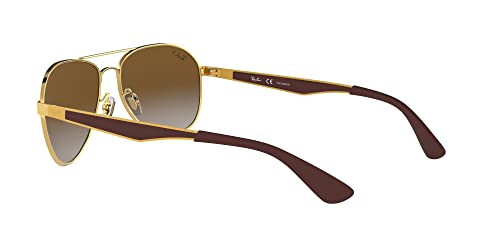 Ray-Ban RB3549 Aviator Sunglasses, Gold/Polarized Light Grey Gradient Brown, 61 mm