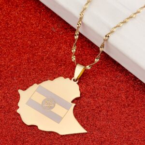 BR Gold Jewelry Ethiopian Flag Map of Ethiopia Pendant Necklace for Women African Map Chain