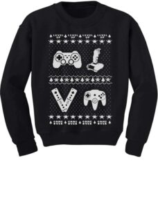 tstars gamer retro ugly christmas sweater xmas party youth kids sweatshirt large black