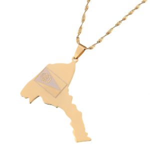 Eritrea Map Pendant Necklaces Women Gold Color Africa Eritrea Flag Jewelry