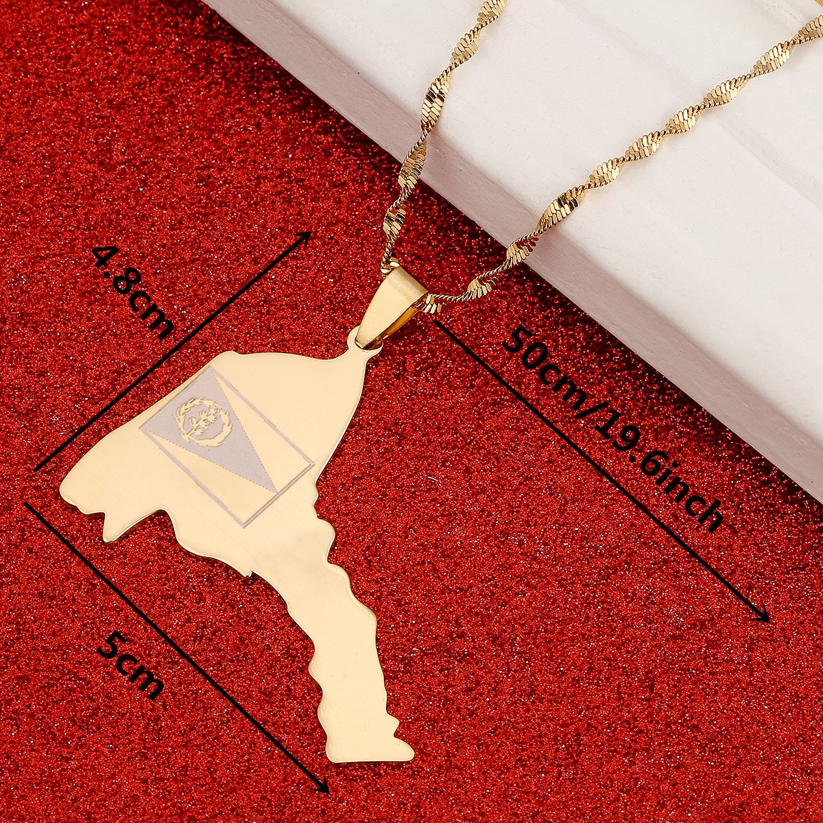 Eritrea Map Pendant Necklaces Women Gold Color Africa Eritrea Flag Jewelry