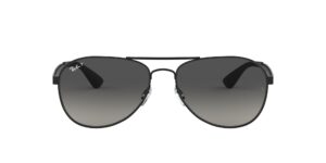 ray-ban rb3549 aviator sunglasses, black/polarized light grey gradient dark grey, 61 mm