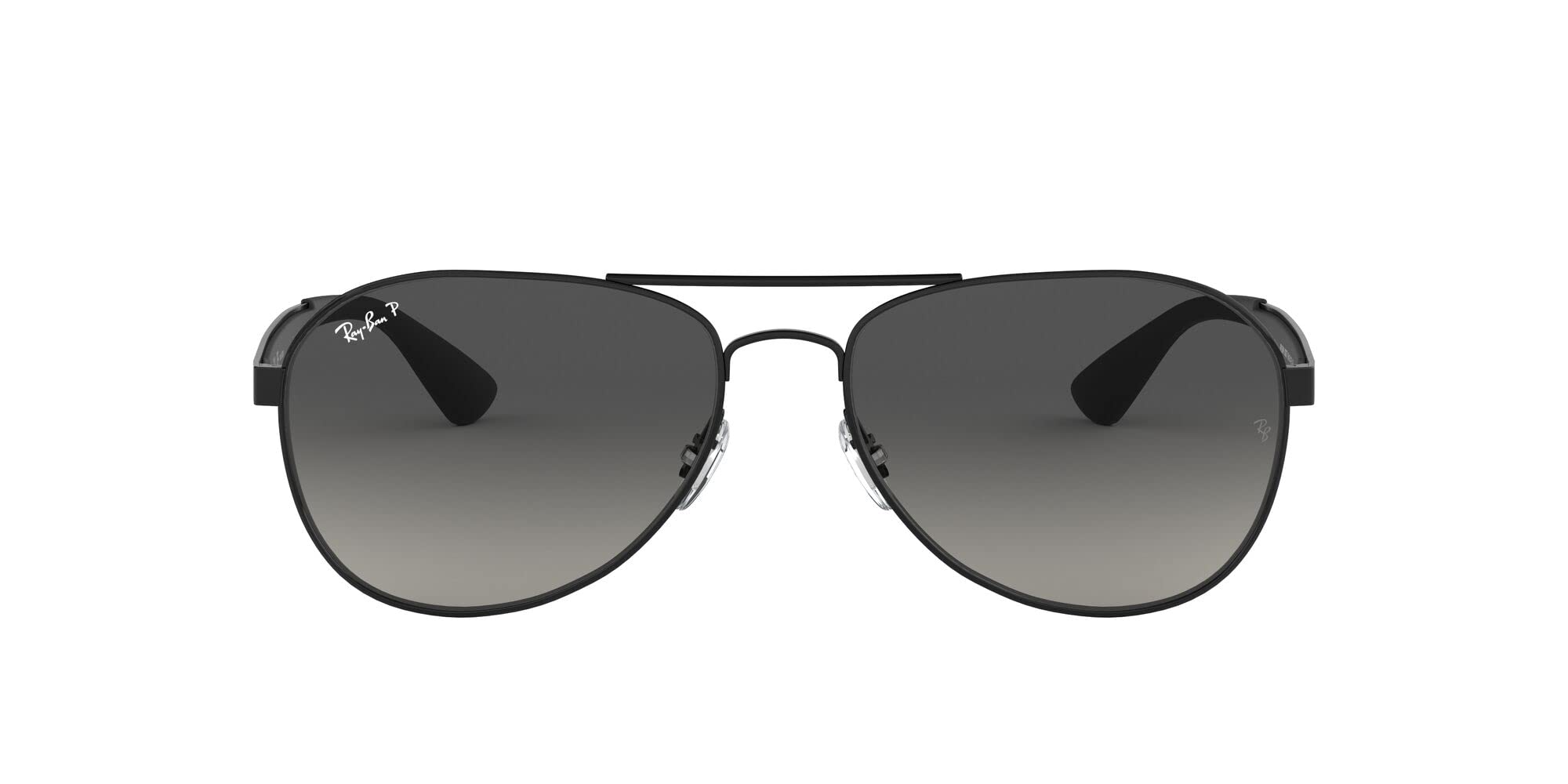 Ray-Ban RB3549 Aviator Sunglasses, Black/Polarized Light Grey Gradient Dark Grey, 61 mm