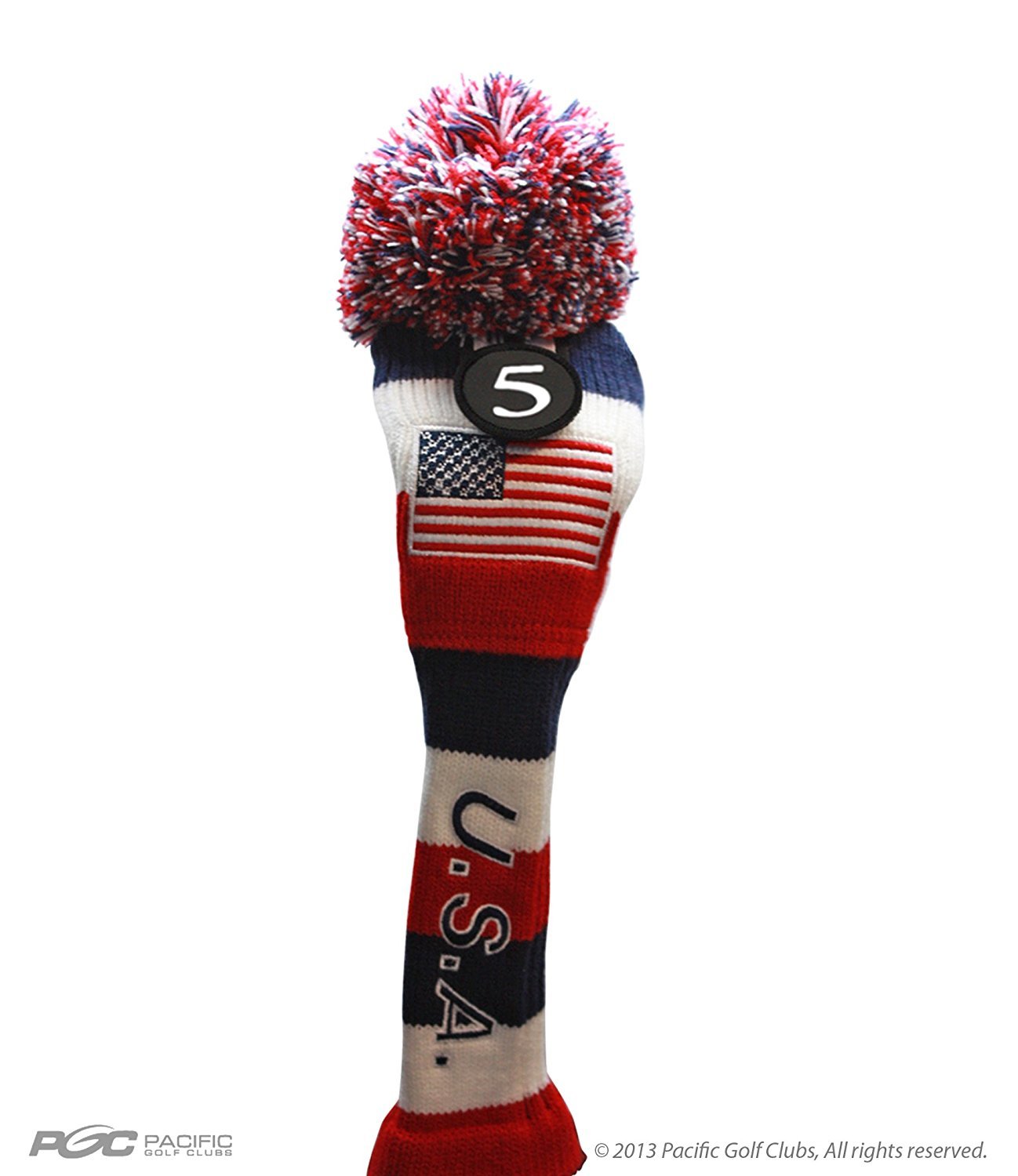 USA Majek Golf #4 & 5 Hybrid Headcovers Pom Pom Knit Limited Edition Vintage Classic Traditional Flag Stars Red White Blue Stripes Retro Head Cover