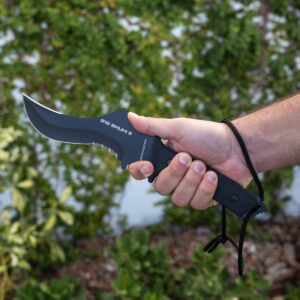 S.R.T. S18 Premium Fixed Blade Knife | Stainless Steel 6.5” Curved Blade with Heavy-Duty 600D Polyester Sheath | Perfect for Tactical Defense, Hunting, Camping, and Survival