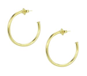 sheila fajl everybody's favorite petite 1.5 inch tubular lightweight hoop earrings for women in brushed 18k gold plated