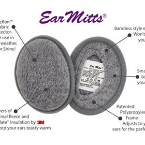 EAR MITTS 2 Pack Bundle Fleece Bandless Winter Ear Muffs, Black & Gray, Regular