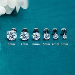 Flat Back Stud Earrings for Women Cartilage Earrings Hypoallergenic Earrings Surgical Steel Earrings CZ Earrings Studs 6 Pairs 18G