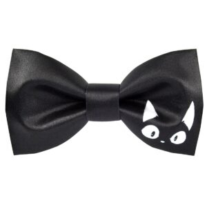 100% satin silk mens pre-tied bowtie solid bow ties-animal series (black cat black)