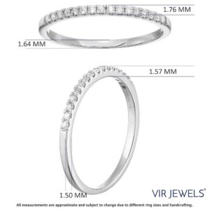 Vir Jewels 1/5 carat (ctw) Diamond Wedding Anniversary Band for Women, Half Eternity Round Diamond Engagement Ring 14K White Gold Prong Set 0.20 cttw, Size 6