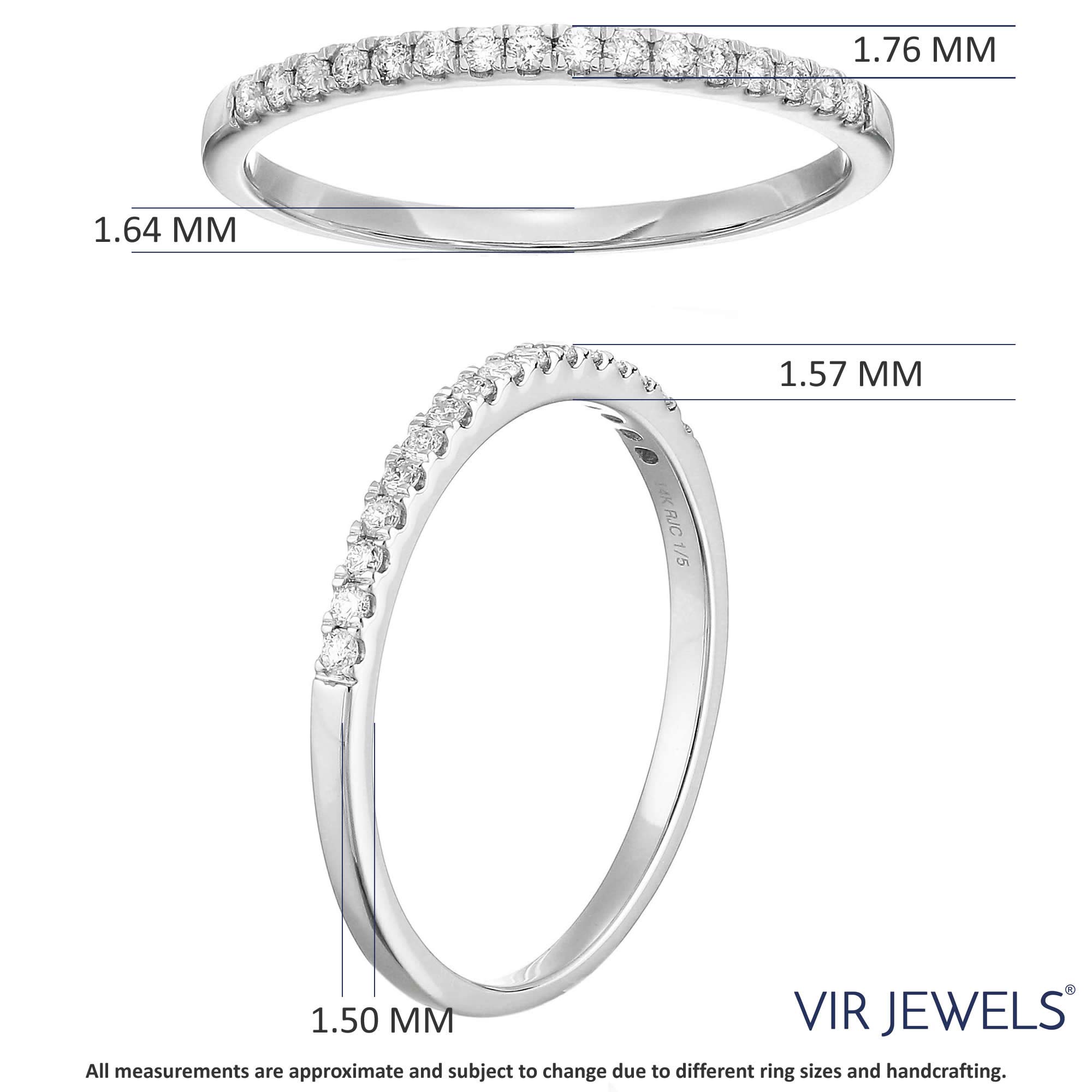 Vir Jewels 1/5 carat (ctw) Diamond Wedding Anniversary Band for Women, Half Eternity Round Diamond Engagement Ring 14K White Gold Prong Set 0.20 cttw, Size 6