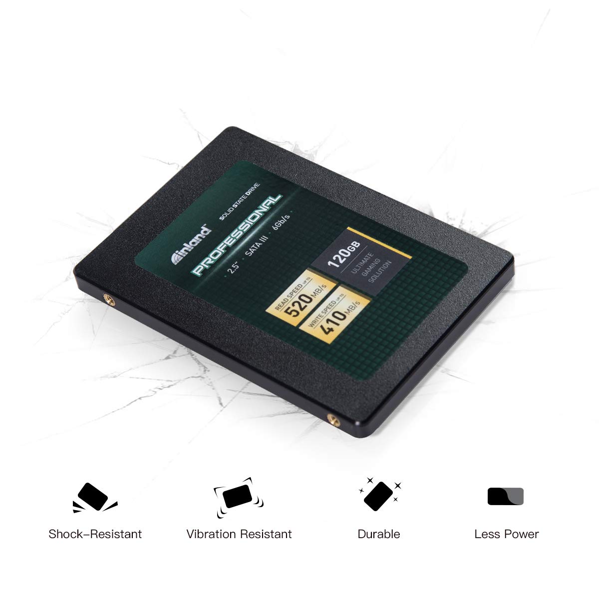 INLAND Professional 120GB SSD 3D NAND SATA III 6Gb/s 2.5" 7mm Internal Solid State Drive (120GB)