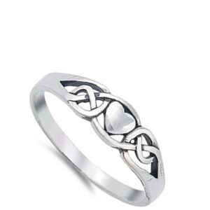 Celtic Knot Heart Petite Eternity Promise Ring Sterling Silver Band Size 10