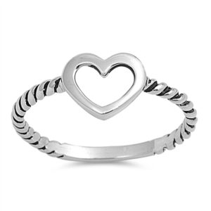 Oxidized Twist Heart Purity Promise Ring New 925 Sterling Silver Band Size 11