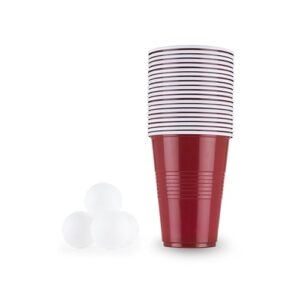 True Beer Pong Kit - Beer Pong Cups with Ping Pong Balls - Beer Cup Red Set of 20 Cups and 4 Ping Pong Balls