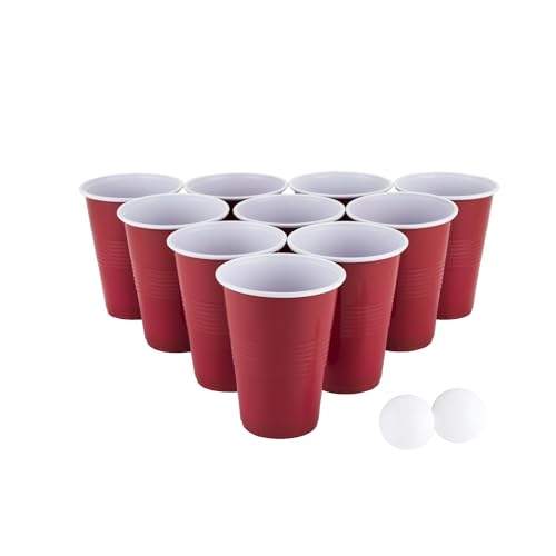 True Beer Pong Kit - Beer Pong Cups with Ping Pong Balls - Beer Cup Red Set of 20 Cups and 4 Ping Pong Balls