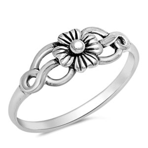 antiqued filigree flower ring sterling silver hawaiian plumeria band size 6