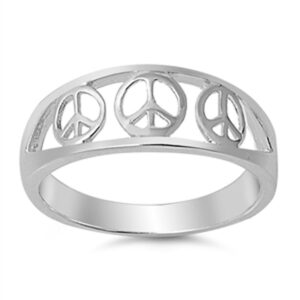 filigree peace sign symbol fashion ring new .925 sterling silver band size 4