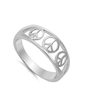 Filigree Peace Sign Symbol Fashion Ring New .925 Sterling Silver Band Size 4