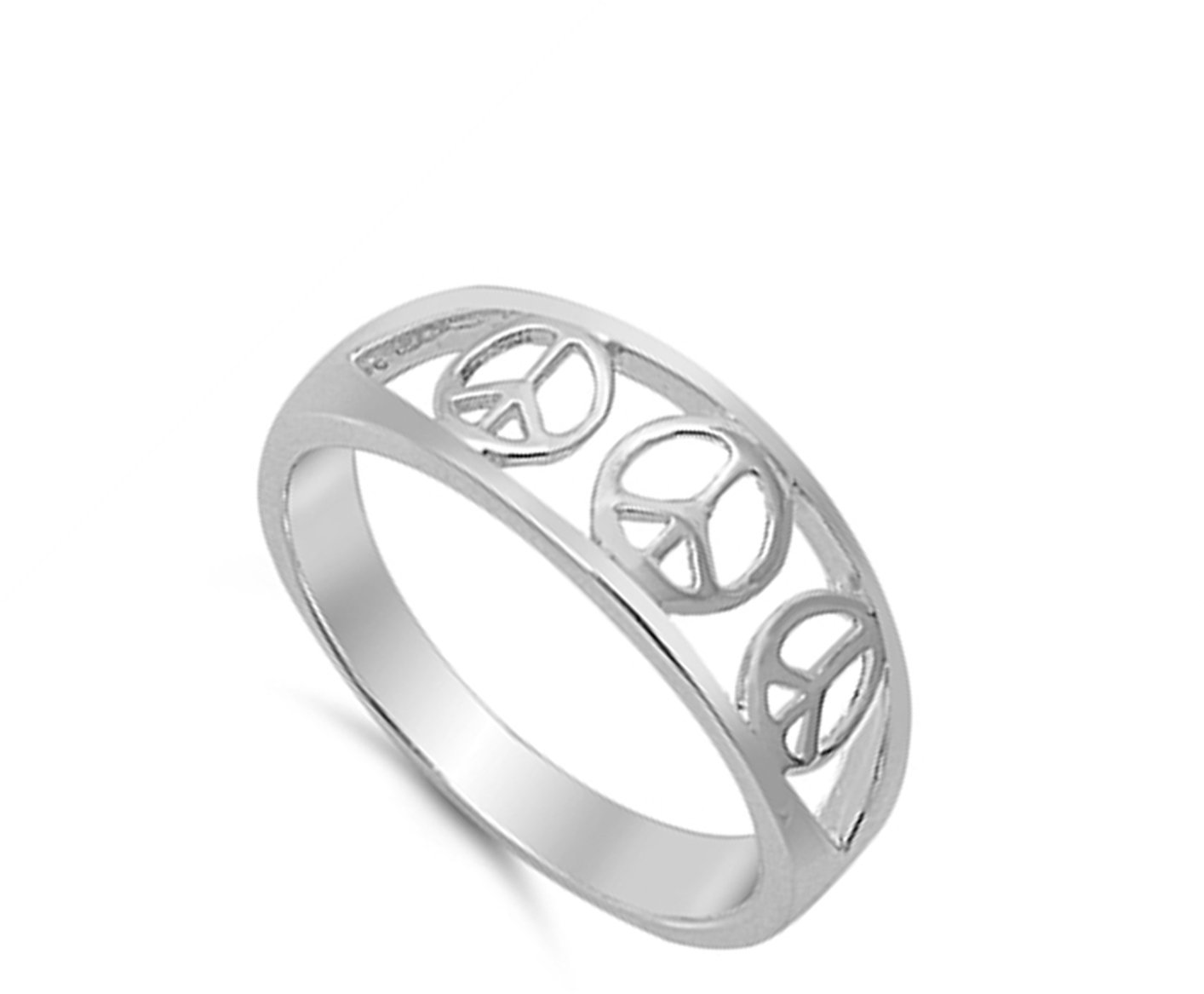 Filigree Peace Sign Symbol Fashion Ring New .925 Sterling Silver Band Size 4