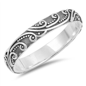 Swirl Bali Eternity Stackable Cute Ring New .925 Sterling Silver Band Size 6