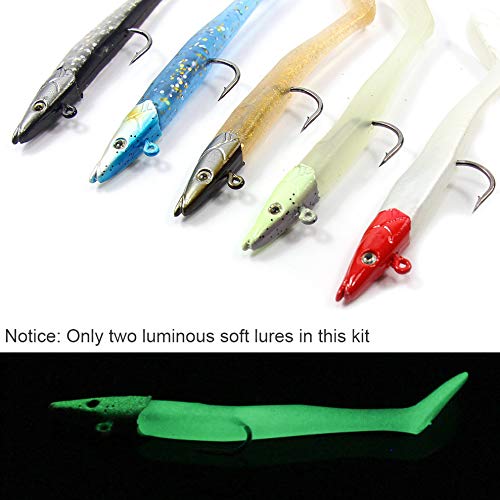 Jig Head Soft Plastic Fishing Lures with Hook Sinking Swimbaits for Saltwater and Freshwater (Pack of 10)