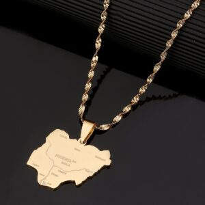 Stainless Steel Nigeria Map Pendant Necklaces Country Maps Africa Nigerians Maps Jewelry