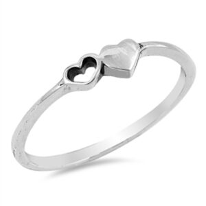 Cutout Heart Purity Promise Dainty Ring New .925 Sterling Silver Band Size 9