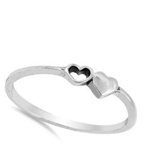 Cutout Heart Purity Promise Dainty Ring New .925 Sterling Silver Band Size 9