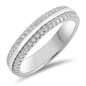 white cz polished thumb eternity elegant ring sterling silver band size 10