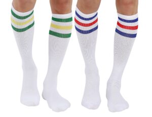 joulli white knee high tube long socks over the calf cotton knee socks 2 pairs