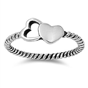 oxidized twisted rope heart promise ring new 925 sterling silver band size 4