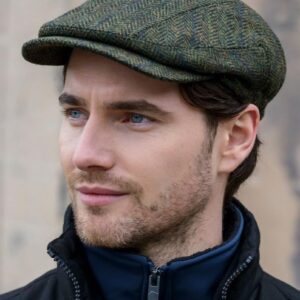 Irish Flat Cap for Men Made in Ireland Kerry Hat 100% Wool Tweed (Small)