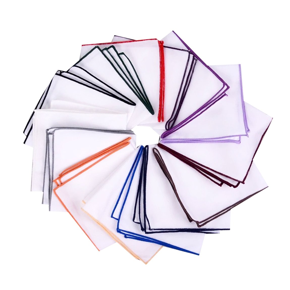 BonjourMrsMr Assorted Pack of Mens Classic White Cotton Pocket Square for suits Handkerchiefs